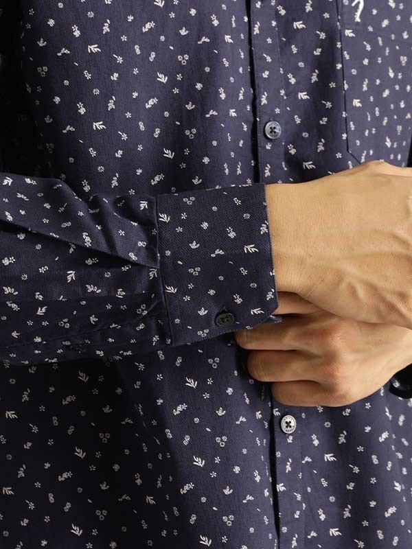 Indian Terrain Men All Over Print Dark Blue Shirt